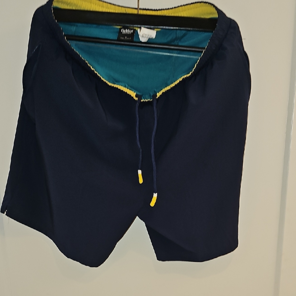 Bonobos Dark Blue Athletic Shorts with Yellow Trim - Picture 3 of 4